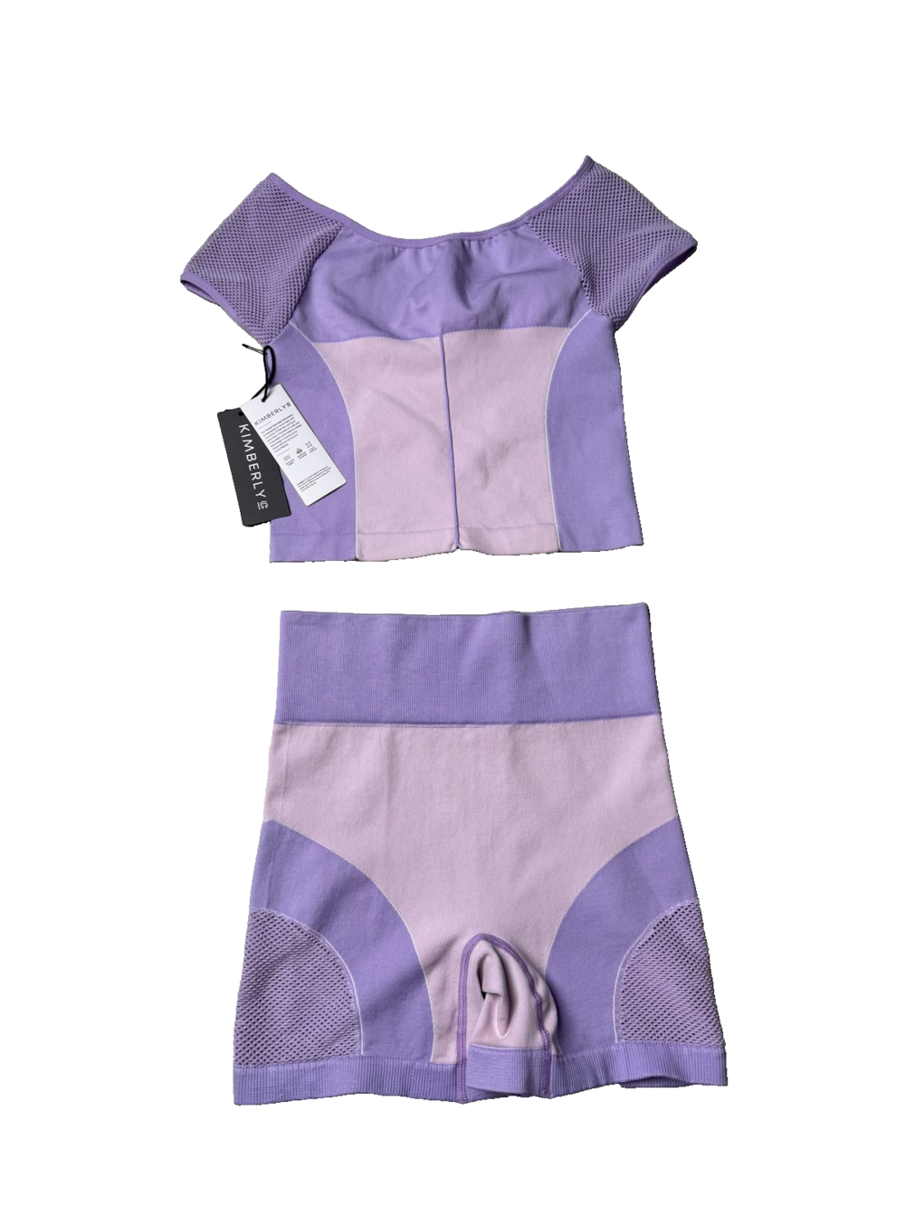Kimberly Seamless Activewear Set Womens Small Purple Lavender Yoga Shorts Top